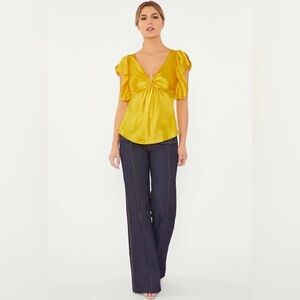 NWT Cinq à Sept Pem Silk Flutter Sleeve Blouse